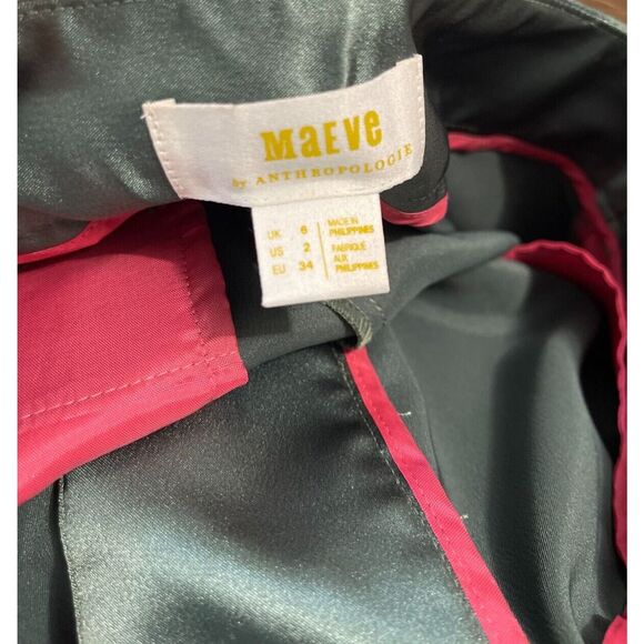 Anthropologie Maeve 2 Pants Parachute Satin Jogger Belted Green NWT - Picture 8 of 10